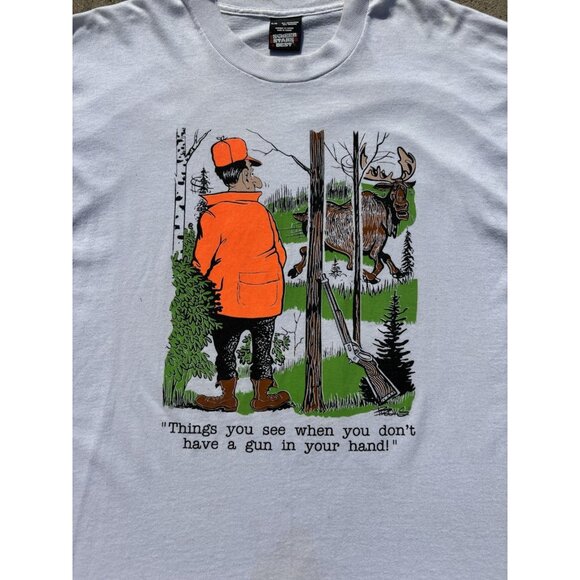 90’s Single Stitch  Hunting / Hunters Animal Graphic T Shirt - Picture 4 of 6